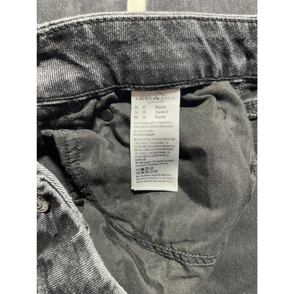 American Eagle Baggy Wide Leg Jeans Women Size 20 Black Curvy Super High Rise - Picture 7 of 15